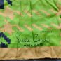 old vintage large silk scarf Pierre cardin Paris Bs As blue, green beige