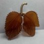vintage, brooch. Russian natural amber brooch leaves