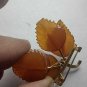 vintage, brooch. Russian natural amber brooch leaves