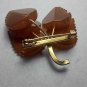 vintage, brooch. Russian natural amber brooch leaves