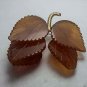 vintage, brooch. Russian natural amber brooch leaves