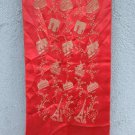 old red French silk scarf with embroidery of tourist places