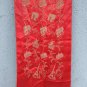 old red French silk scarf with embroidery of tourist places