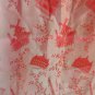 old red French silk scarf with embroidery of tourist places