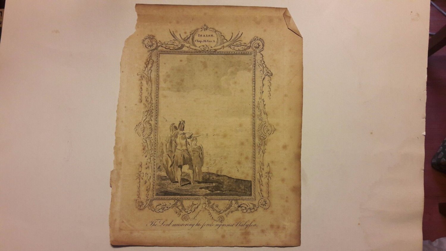 engraving . ISAIAH Chap.36 ver  by Josep collyer 1700 - 1800