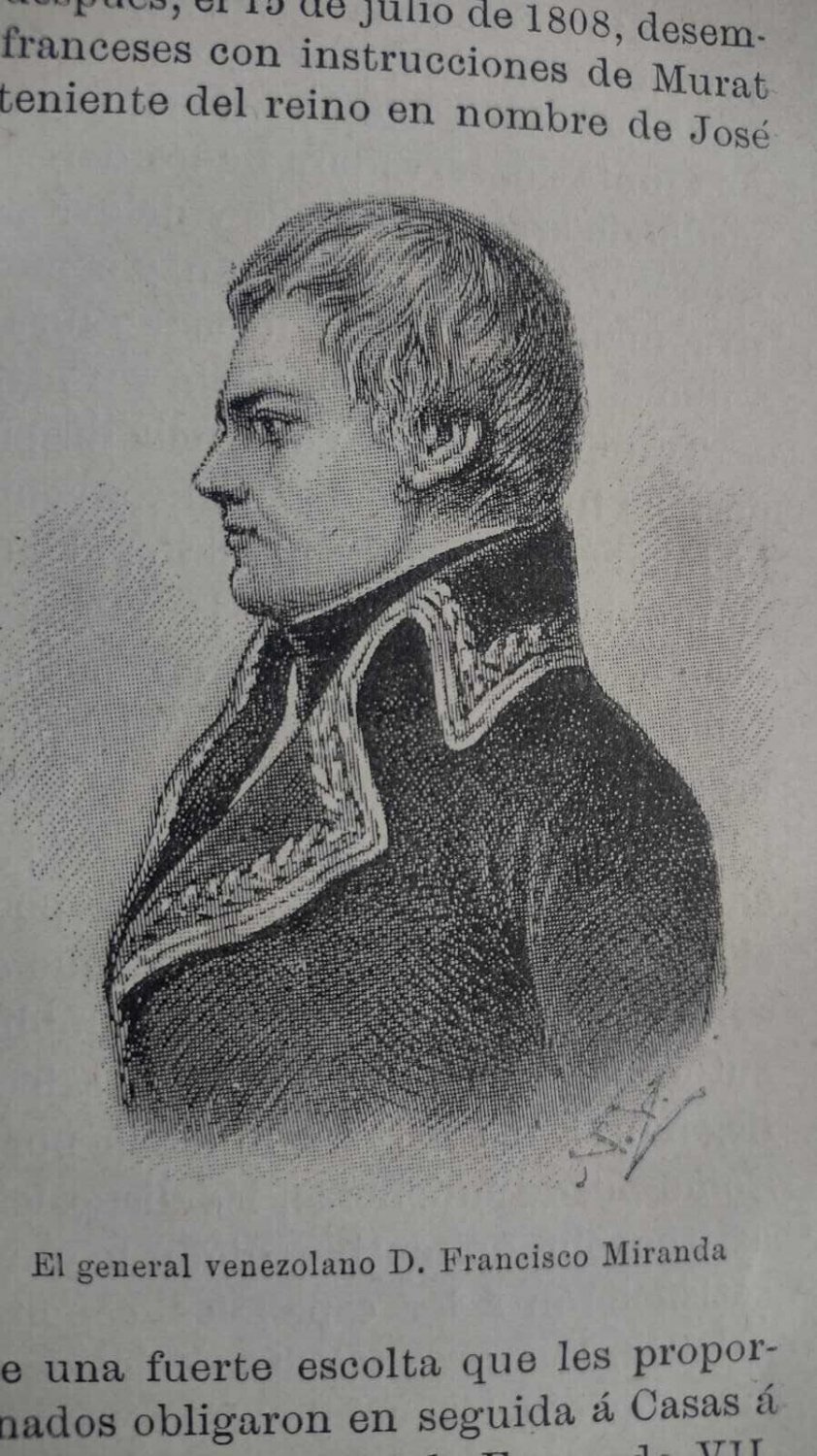 old print engraving years America 1896 Venezuelan General Francisco Miranda
