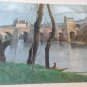 old print poster Jean B. Camille Corot  Le pont de Mantes