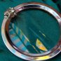 bottle holder card holder, metal and glass with frog