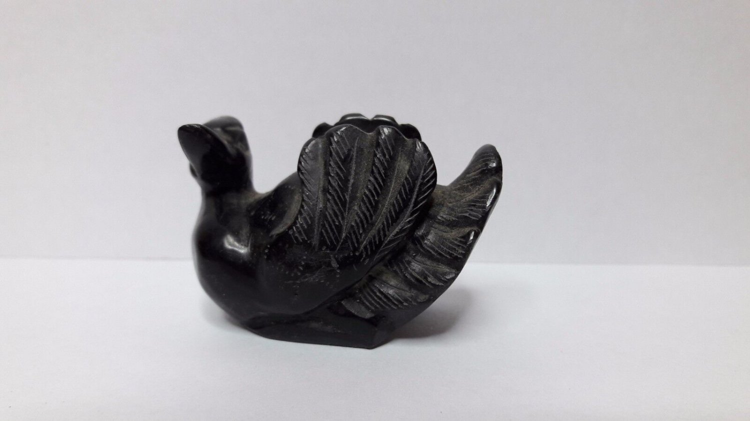 rare Miniature Carved black stone duck