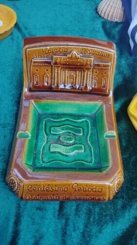 Ceramic Old Ashtray Legislative Palace of Santa Fe Argentina Check Stock