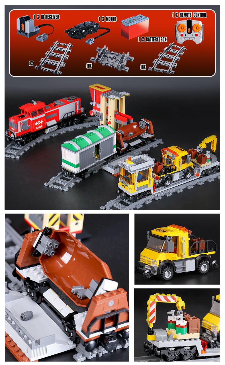 LEPIN 02039 Building Blocks Toys Red Cargo Train Building Brick Sets
