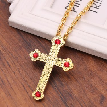 Cross Pendant Long Necklace Orthodox Church Fashion HipHop Franco Gold Chain Men jewelry