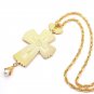 Jesus Pectoral Cross Pendant Necklace Orthodox Religious Fashion HipHop Red Crystal Men jewelry
