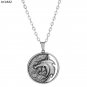 2020 The Witcher Geralt of Rivia Gwynbleidd Medallion White Wolf Pendant Necklace + Pouch