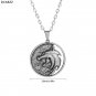 2020 The Witcher Geralt of Rivia Gwynbleidd Medallion White Wolf Pendant Necklace + Pouch