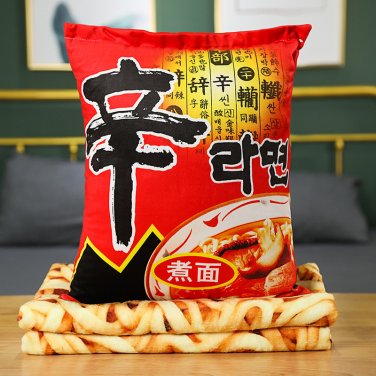 Instant Noodle Simulation Pillow & Blanket Korea Shin Ramyun Soft Stuffed Plush Gift