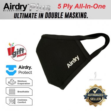 AirDry 5 Ply Washable Fabric Mask Ear Loop Microfiber Anti-Bacteria All in One Earloop