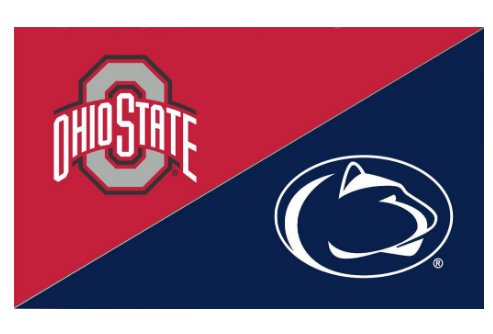 The Ohio State University and Penn State Divided Flag 3x5ft