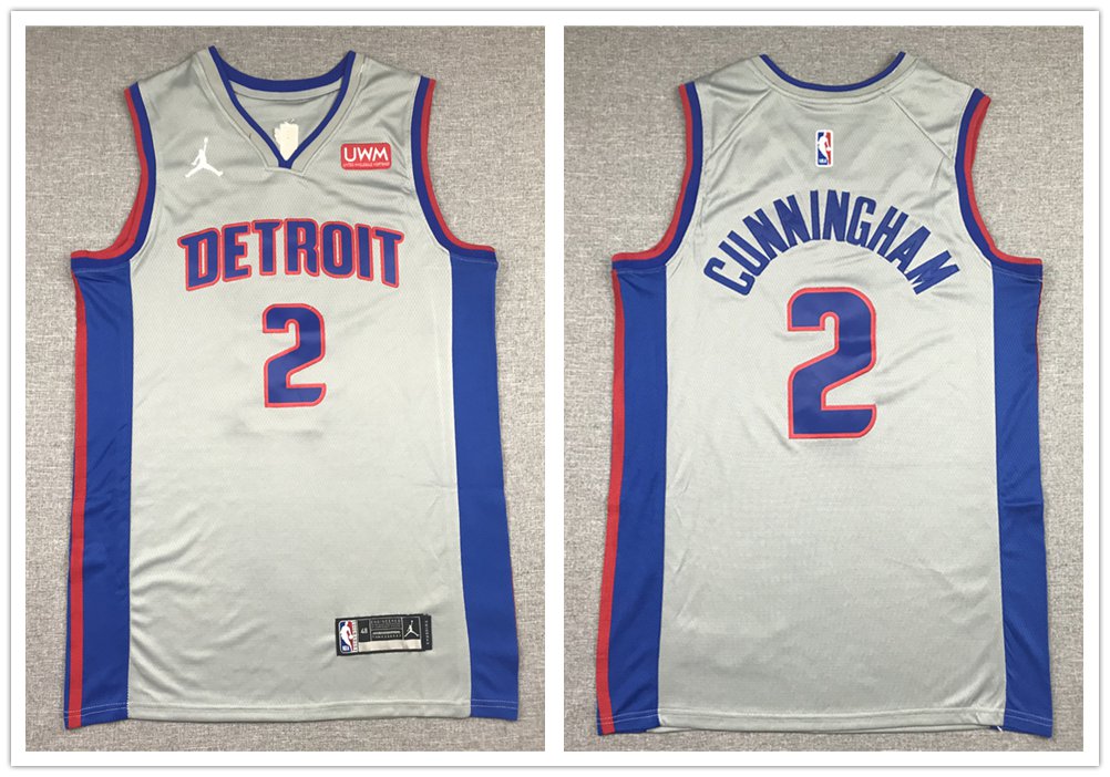 Detroit Pistons 2 Cade Cunningham Basketball Jerseys