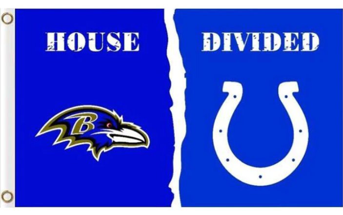 Baltimore Ravens and Indianapolis Colts Divided Flag 3x5ft