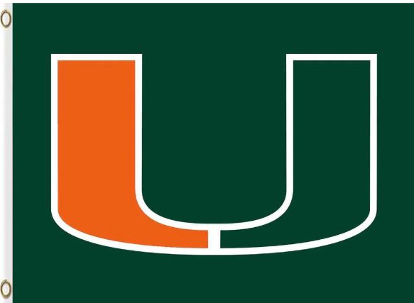 Miami Hurricanes Hand Flag 3x5ft-7