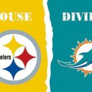 Pittsburgh Steelers and Miami Dolphins Divided Flag 3x5ft