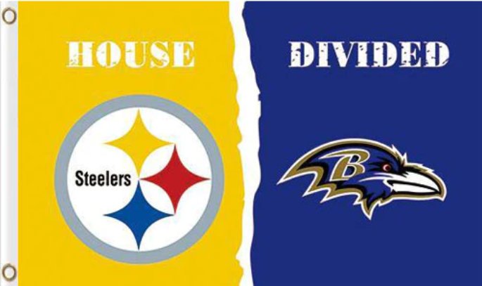 Pittsburgh Steelers and Baltimore Ravens Divided Flag 3x5ft