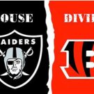 Las Vegas Raiders and Cincinnati Bengals Divided Flag 3x5ft