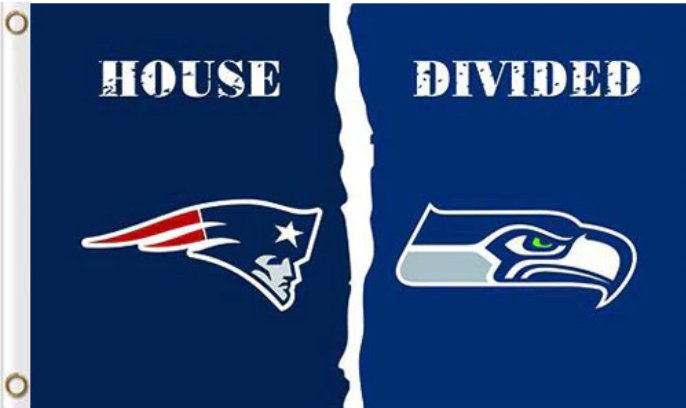 New England Patriots and Seattle Seahawks Divided Flag 3x5ft