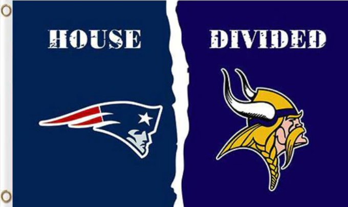 New England Patriots and Minnesota Vikings Divided Flag 3x5ft