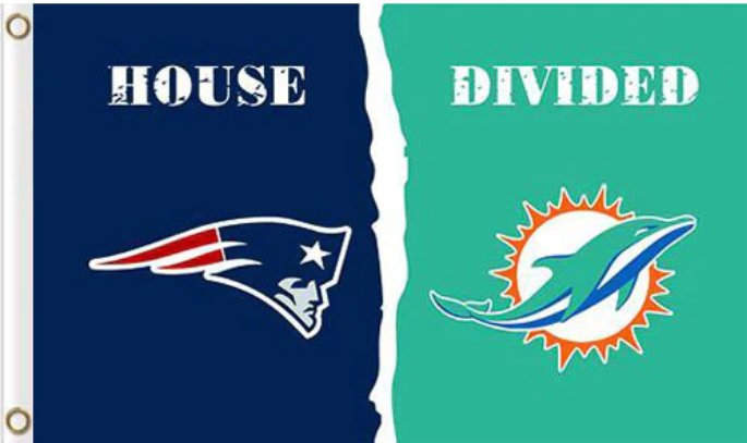 New England Patriots and Miami Dolphins Divided Flag 3x5ft