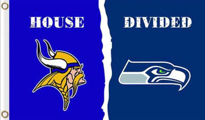 Minnesota Vikings and Seattle Seahawks Divided Flag 3x5ft
