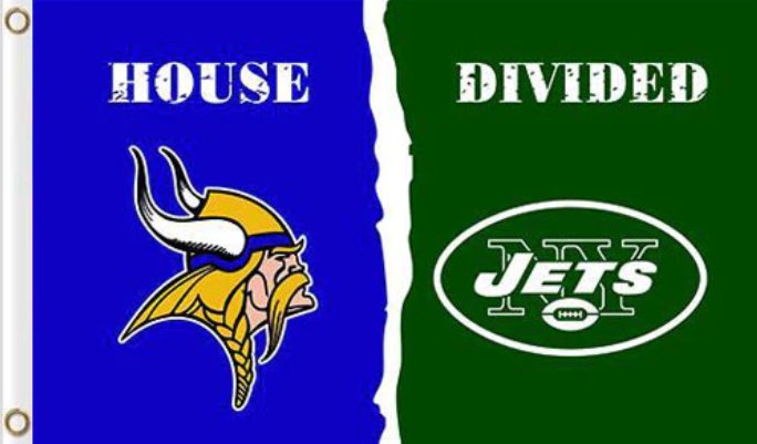 Minnesota Vikings and New York Jets Divided Flag 3x5ft