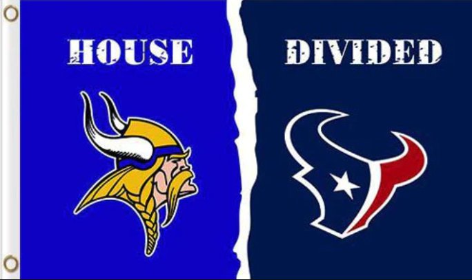 Minnesota Vikings and Houston Texans Divided Flag 3x5ft