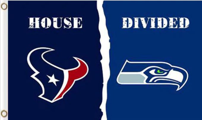 Houston Texans and Seattle Seahawks Divided Flag 3x5ft