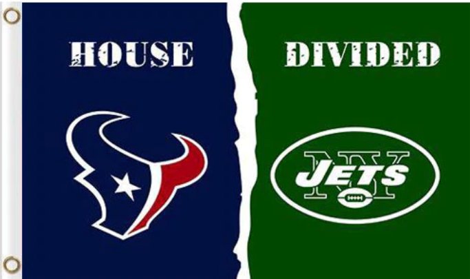 Houston Texans and New York Jets Divided Flag 3x5ft