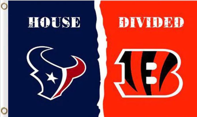 Houston Texans and Cincinnati Bengals Divided Flag 3x5ft