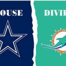 Dallas Cowboys and Miami Dolphins Divided Flag 3x5ft