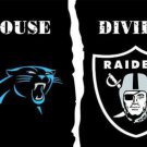 Carolina Panthers and Las Vegas Raiders Divided Flag 3x5ft