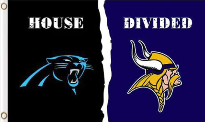 Carolina Panthers and Minnesota Vikings Divided Flag 3x5ft
