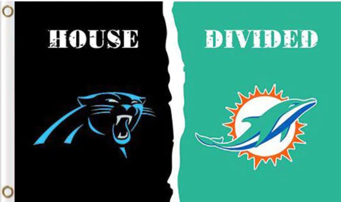 Carolina Panthers and Miami Dolphins Divided Flag 3x5ft