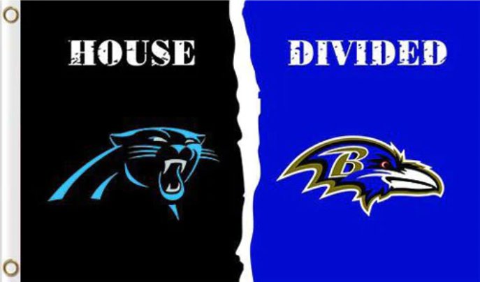 Carolina Panthers and Baltimore Ravens Divided Flag 3x5ft