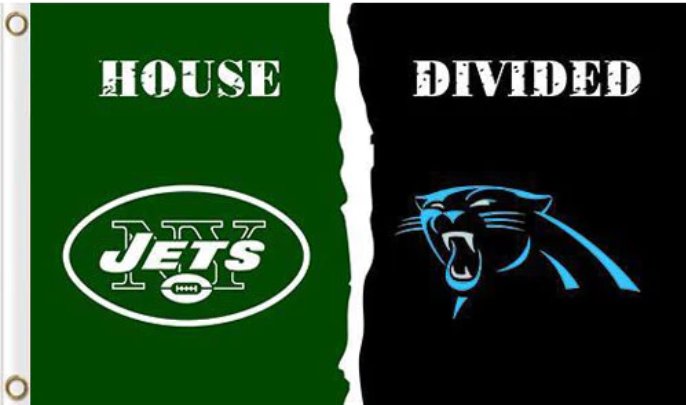 New York Jets and Carolina Panthers Divided Flag 3x5ft