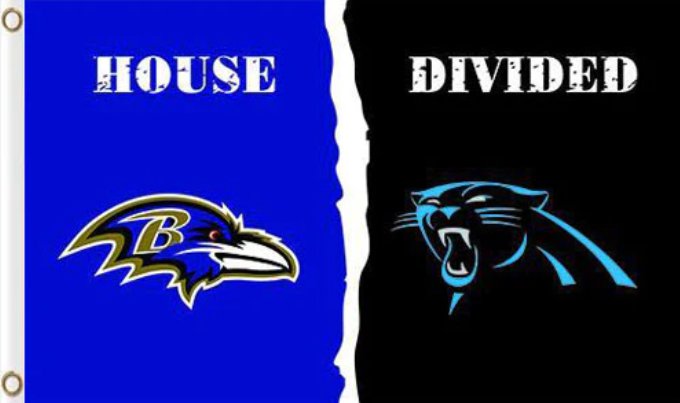 Baltimore Ravens and Carolina Panthers Divided Flag 3x5ft-1