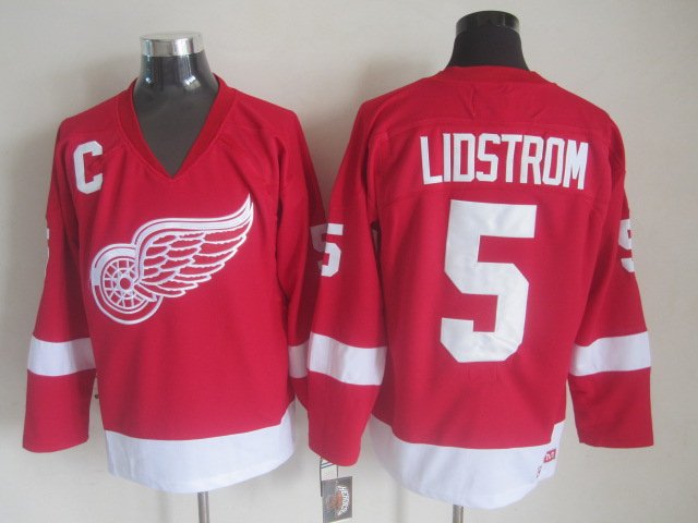 Detroit Red Wings 5 Nicklas Lidstrom Ice Hockey Jerseys-2