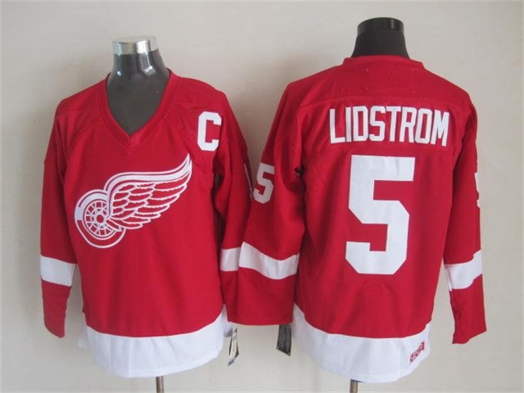 Detroit Red Wings 5 Nicklas Lidstrom Ice Hockey Jerseys-1