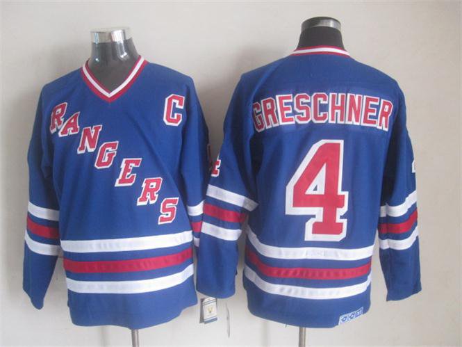 New York Rangers 4 Ron Greschner Ice Hockey Jerseys-1
