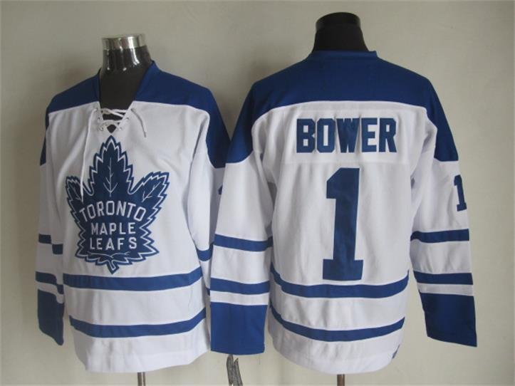 Toronto Maple Leafs 1 Johnny Bower Ice Hockey Jerseys-3