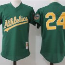 Oakland Athletics 24 Rickey Henderson Baseball Jerseys-7