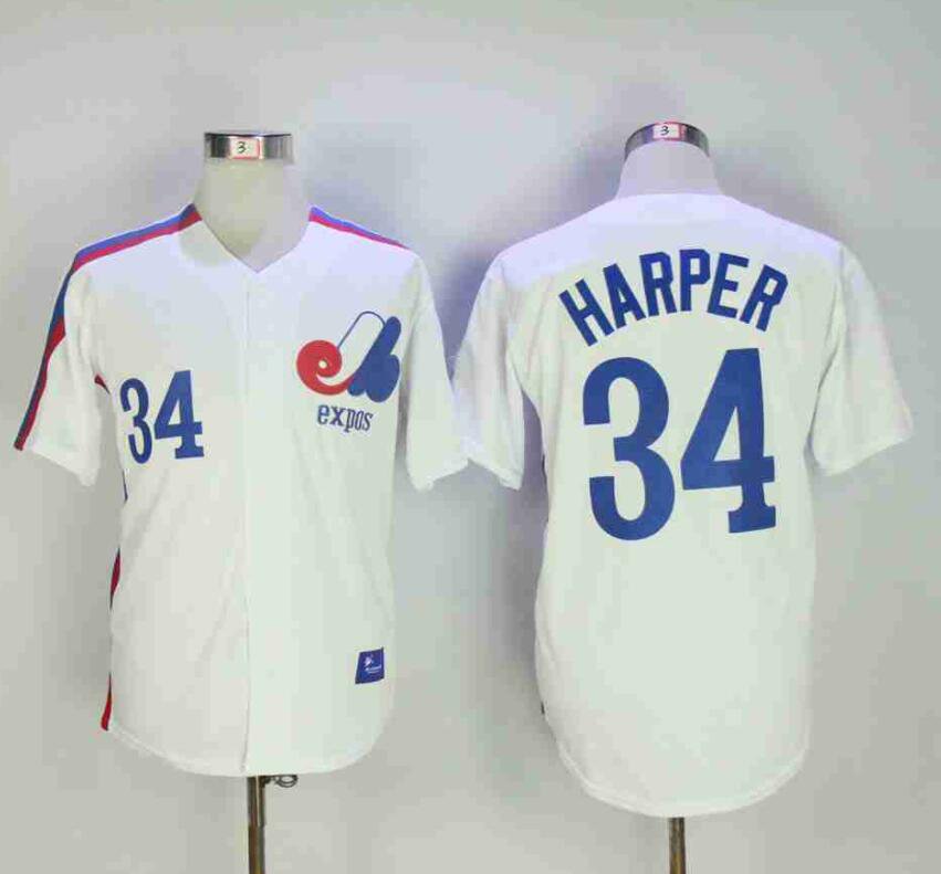 Montreal Expos 34 Bryce Harper Baseball Jerseys-1